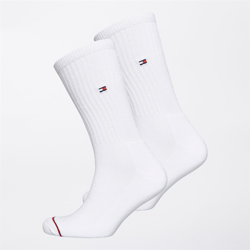 Tommy Hilfiger Mens Two Pack Crew Socks White