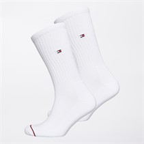 Tommy Hilfiger Mens Two Pack Crew Socks White