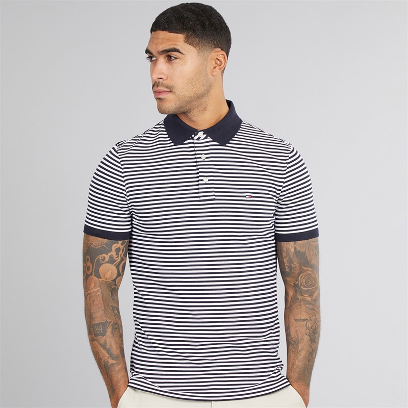 Tommy Hilfiger Mens 1985 Slim Polo Shirt Desert Sky/White Desert Sky / White