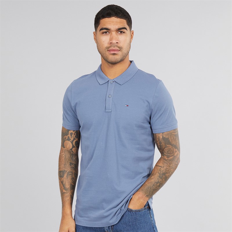 Tommy Hilfiger Mens Slim Placket Polo Shirt Blue Moment
