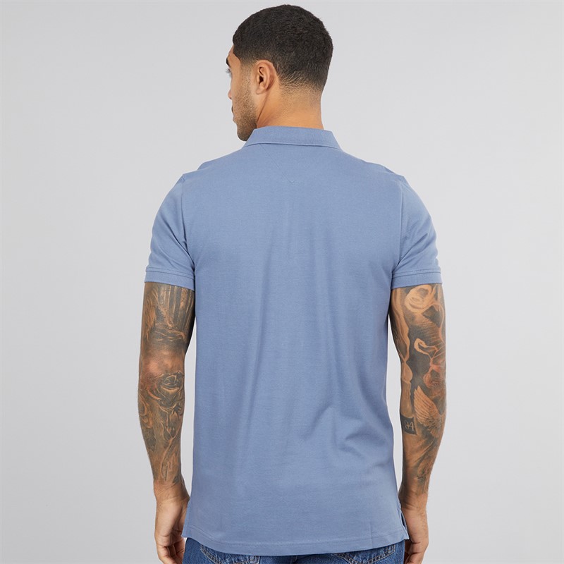 Tommy Hilfiger Mens Slim Placket Polo Shirt Blue Moment