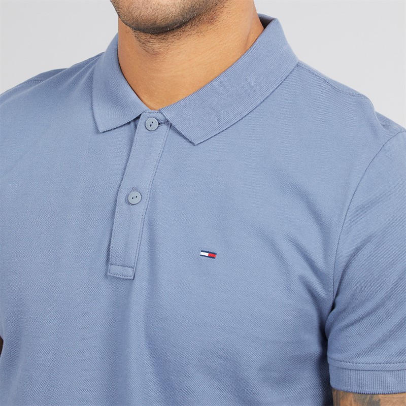 Tommy Hilfiger Mens Slim Placket Polo Shirt Blue Moment