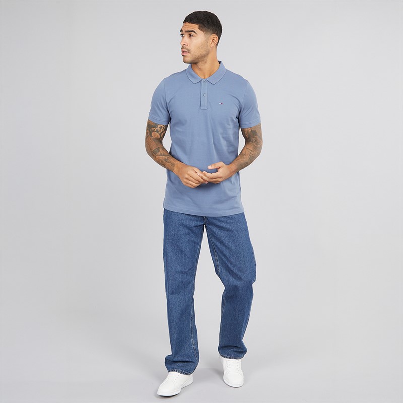 Tommy Hilfiger Mens Slim Placket Polo Shirt Blue Moment