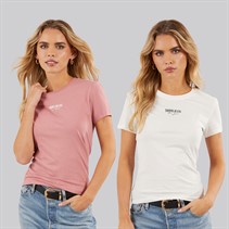 Tommy Hilfiger Womens Essential Two Pack T-Shirts Ecru/Tahiti Berry Ecru / Tahiti Berry