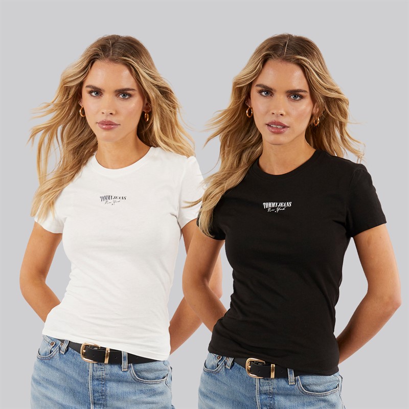 Tommy Hilfiger Womens Essential Two Pack T-Shirts Ecru/Black Ecru / Black