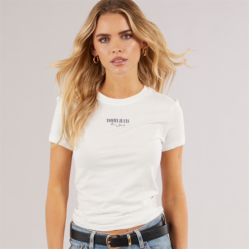 Tommy Hilfiger Womens Slim Essential T-Shirt Ecru