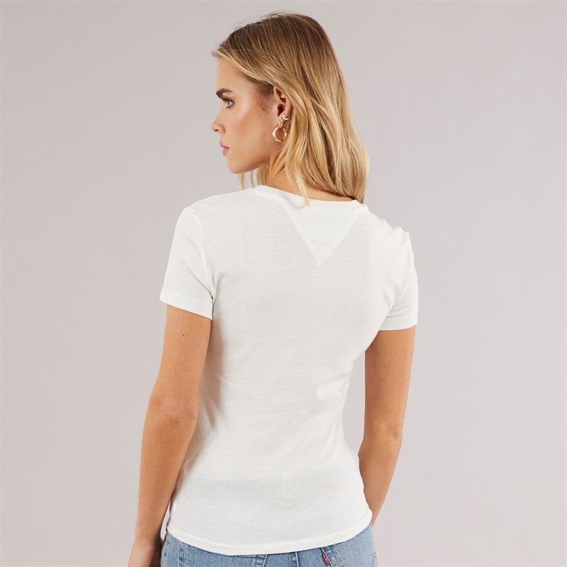 Tommy Hilfiger Womens Slim Essential T-Shirt Ecru