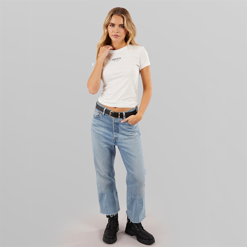 Tommy Hilfiger Womens Slim Essential T-Shirt Ecru