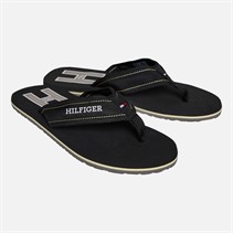 Tommy Hilfiger Mens Padded Strap Flip Flops Black