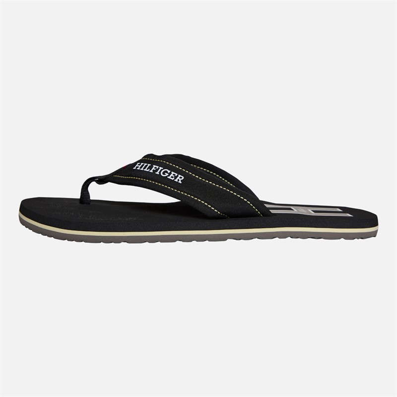 Tommy Hilfiger Mens Padded Strap Flip Flops Black