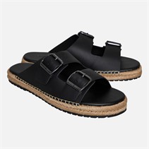 Tommy Hilfiger Mens Jute Double Buckle Sandals Black