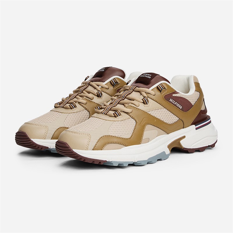 Tommy Hilfiger Mens Runner Tech Trainers Rooted Brown