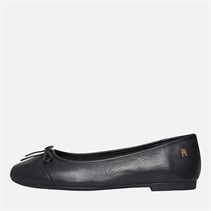 Tommy Hilfiger Womens Leather Toe Cap Ballerinas Black