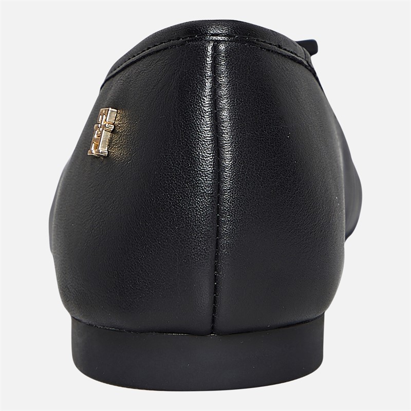 Tommy Hilfiger Womens Leather Toe Cap Ballerinas Black