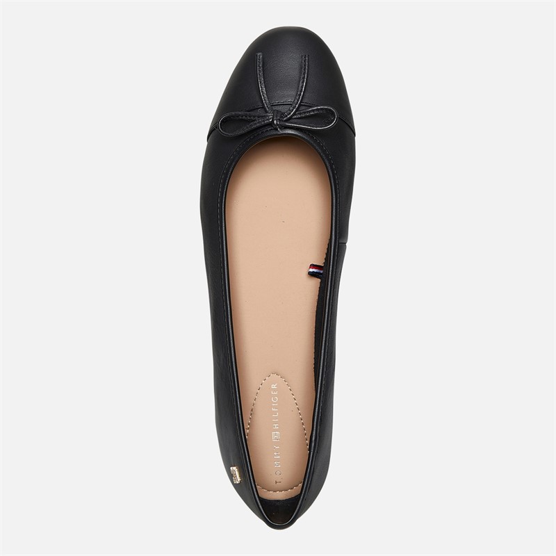 Tommy Hilfiger Womens Leather Toe Cap Ballerinas Black