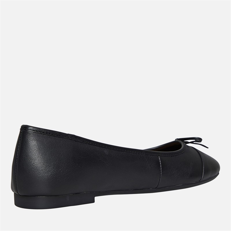 Tommy Hilfiger Womens Leather Toe Cap Ballerinas Black