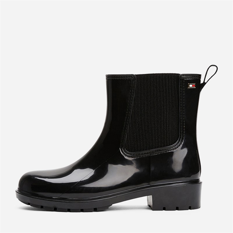 Tommy Hilfiger Womens Glossy Wellies Black