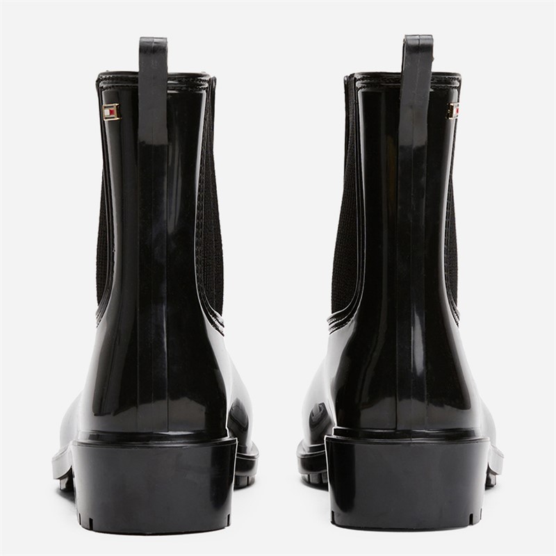 Tommy Hilfiger Womens Glossy Wellies Black