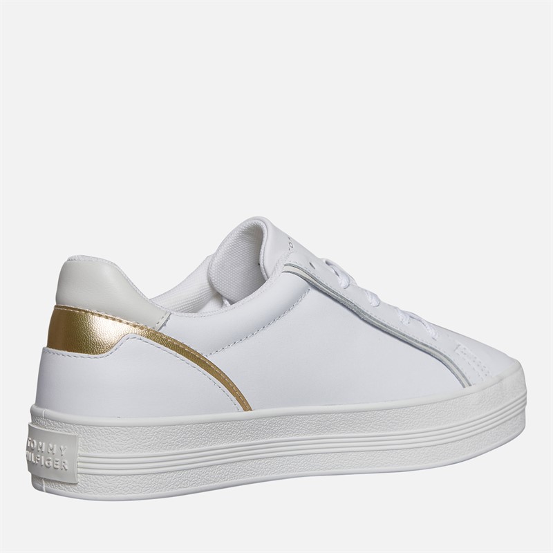 Tommy Hilfiger Womens Essential Vulc Trainers White/Gold