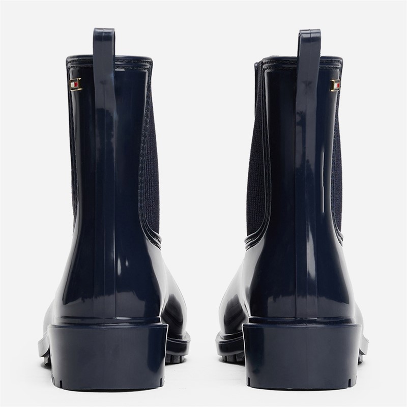 Tommy Hilfiger Womens Glossy Wellies Space Blue