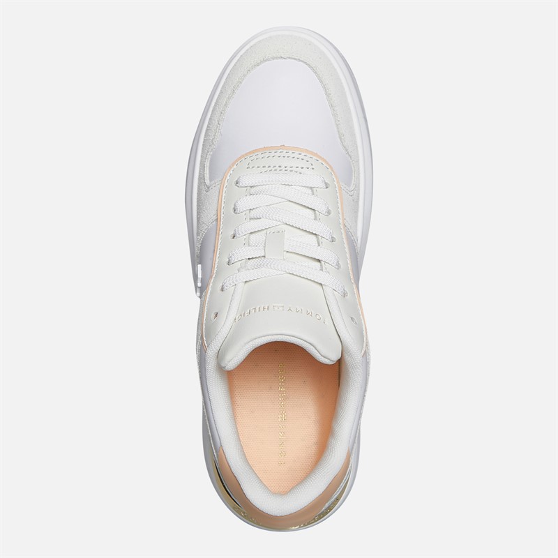 Tommy Hilfiger Womens Court Trainers White/Pale Orange