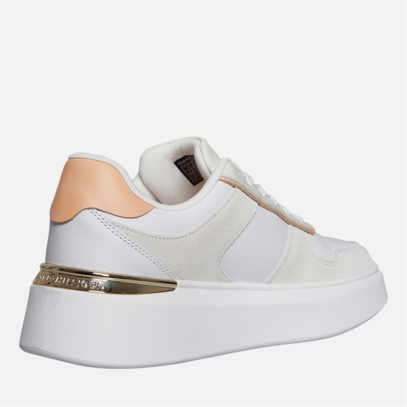 Tommy Hilfiger Womens Court Trainers White/Pale Orange