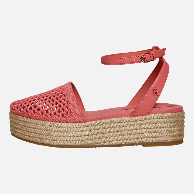 Tommy Hilfiger Womens Mesh Ankle Strap Sandals Washed Cherry