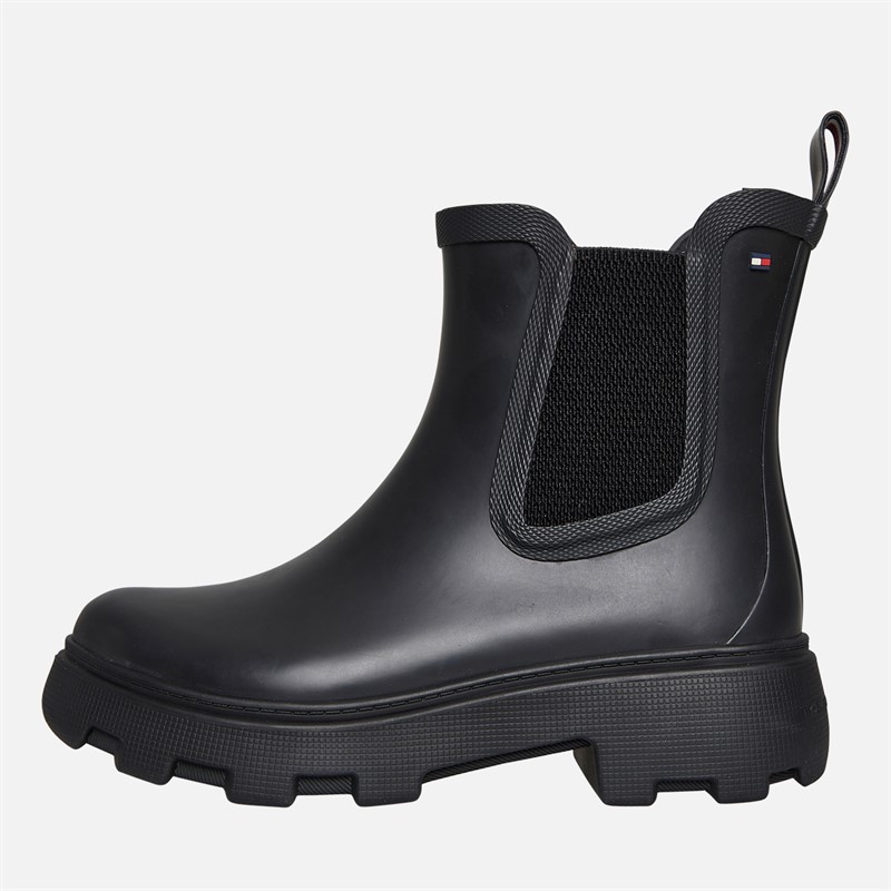 Tommy Hilfiger Womens Rubber Flag Wellies Black