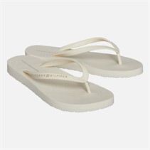 Tommy Hilfiger Womens Logo Flip Flops Ivory Petal
