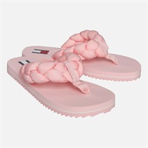 Tommy Hilfiger Womens Braided Strap Flip Flops Misty Pink