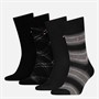 Tommy Hilfiger Mens Stripe And Check Eco Four Pack Socks Black