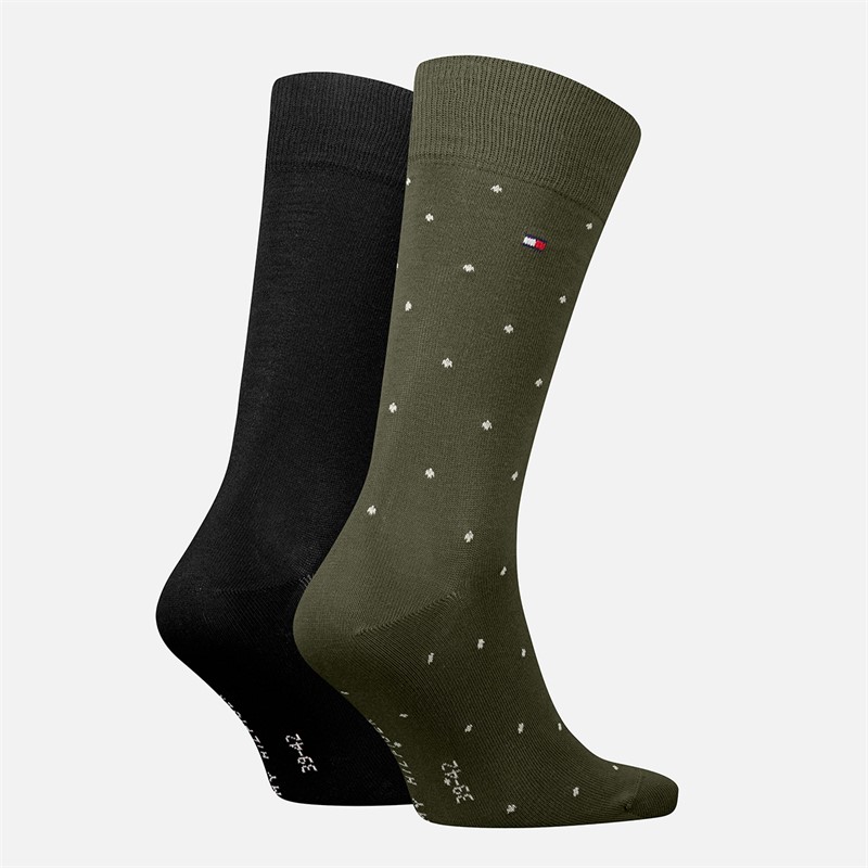 Tommy Hilfiger Mens Dot Two Pack Socks Army Green