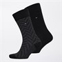 Tommy Hilfiger Mens Irregular Herringbone Two Pack Socks Black