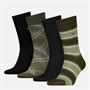 Tommy Hilfiger Mens Stripe And Check Eco Four Pack Socks Army Green