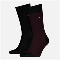 Tommy Hilfiger Mens Two Pack Birdseye Socks Burgundy