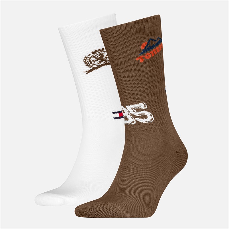 Tommy Hilfiger Two Pack Patch Socks Brown