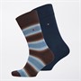Tommy Hilfiger Mens Gradient Stripe Two Pack Socks Dark Brown