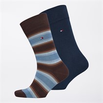 Tommy Hilfiger Mens Gradient Stripe Two Pack Socks Dark Brown