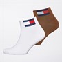 Tommy Hilfiger Flag Two Pack Quarter Socks Brown