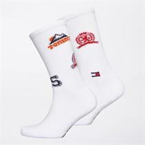 Tommy Hilfiger Mens Two Pack Patch Socks White