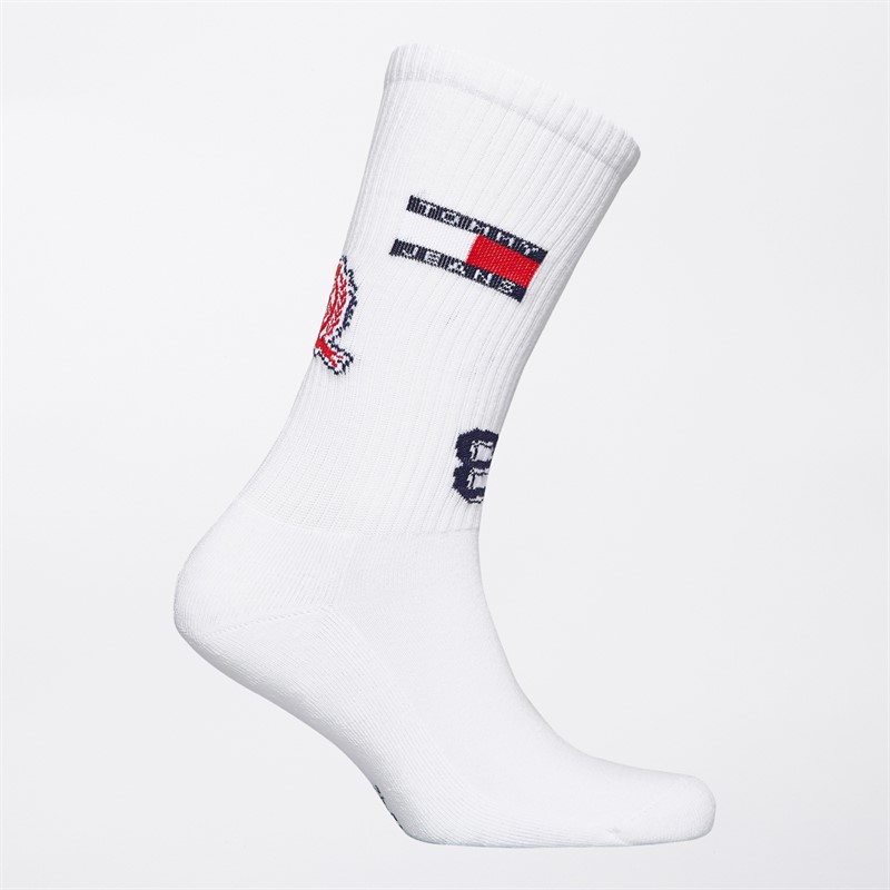 Tommy Hilfiger Mens Two Pack Patch Socks White