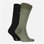 Tommy Hilfiger Mens Nappy Herringbone Two Pack Socks Army Green