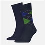 Tommy Hilfiger Mens Two Pack Check Socks Blue