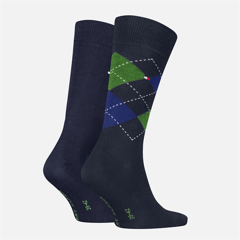 Tommy Hilfiger Mens Two Pack Check Socks Blue
