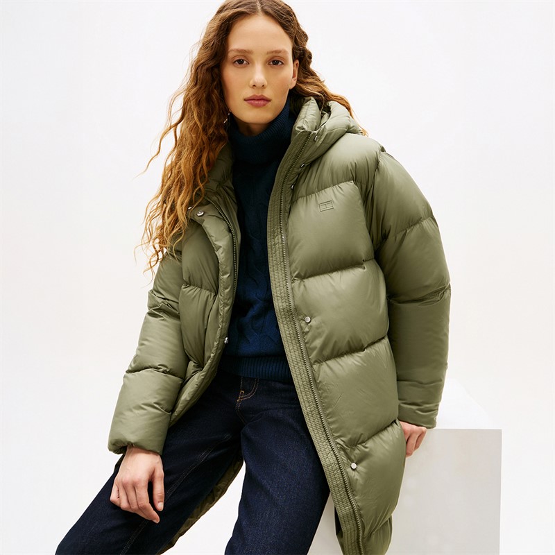 Tommy Hilfiger Womens Modern Down Coat Utility Olive