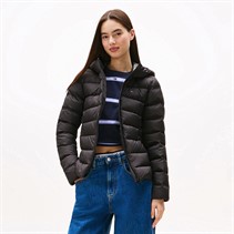 Tommy Hilfiger Womens Hooded Down Coat Black
