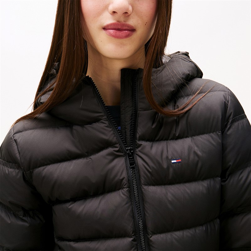 Tommy Hilfiger Womens Hooded Down Coat Black