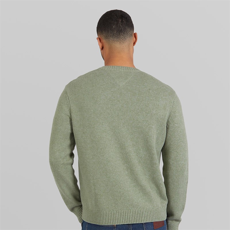 Tommy Hilfiger Mens Melange Flag Jumper Utility Sage Htr