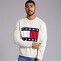 Tommy Hilfiger Mens Melange Flag Jumper Ancient White Htr