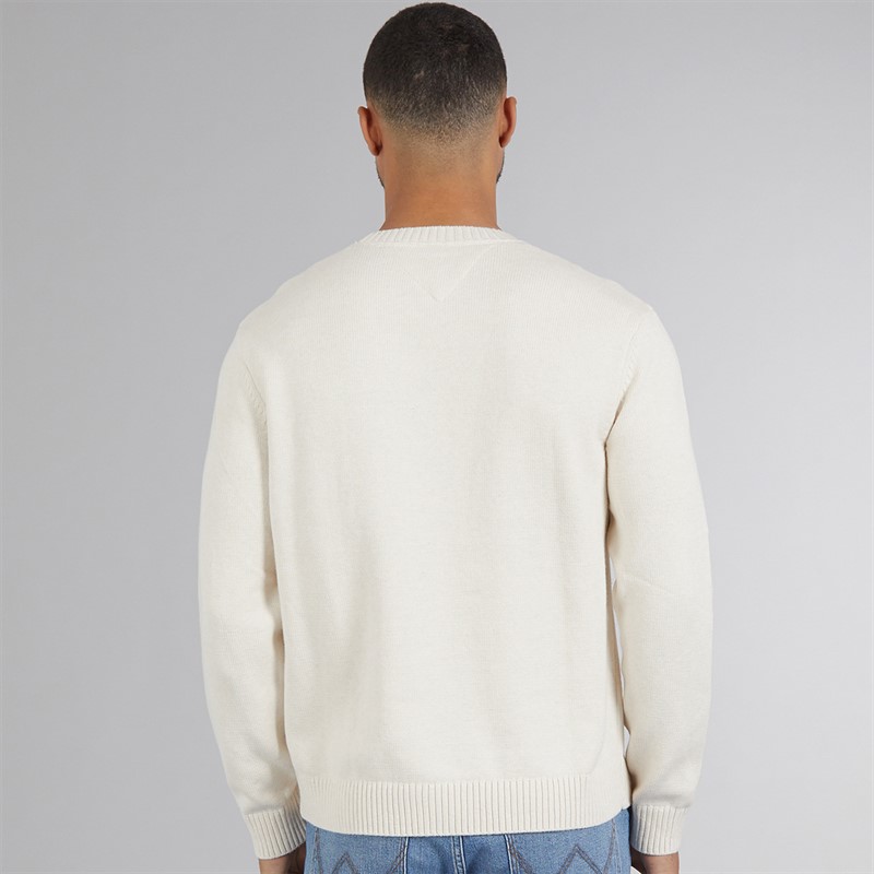 Tommy Hilfiger Mens Melange Flag Jumper Ancient White Htr